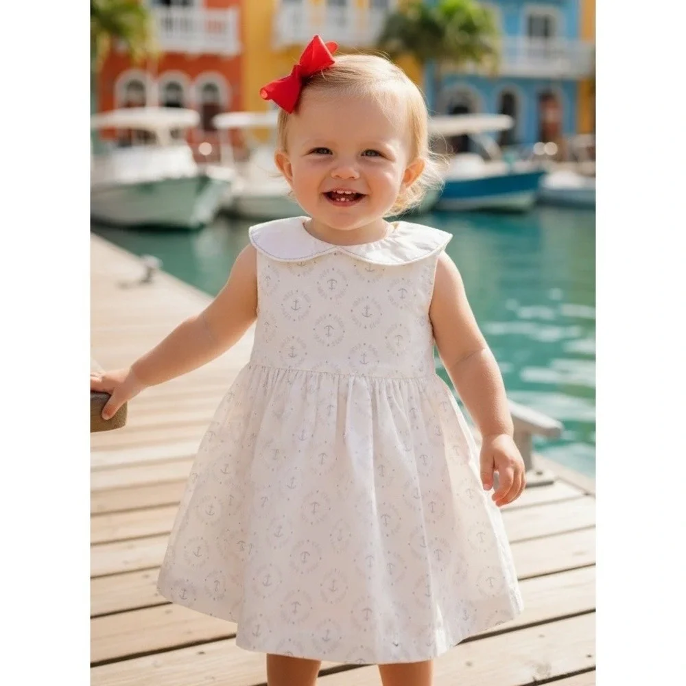 New Carter's Nautical Dress Baby Girls 12 Months 12m Peter Pan Collar Just One U